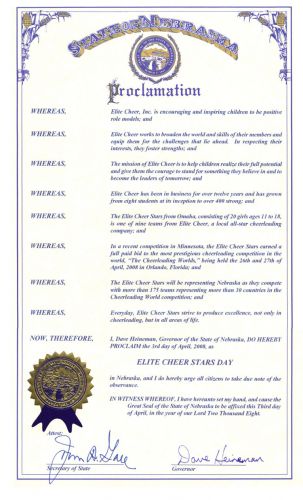 Elite Cheer Stars Day - Proclamation